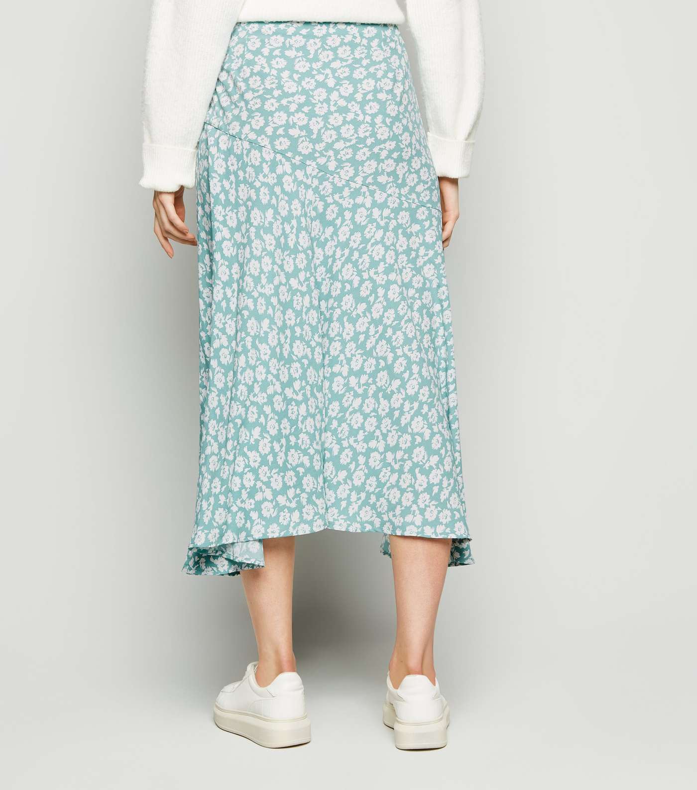 Blue Vanilla Pale Blue Floral Midi Skirt Image 3