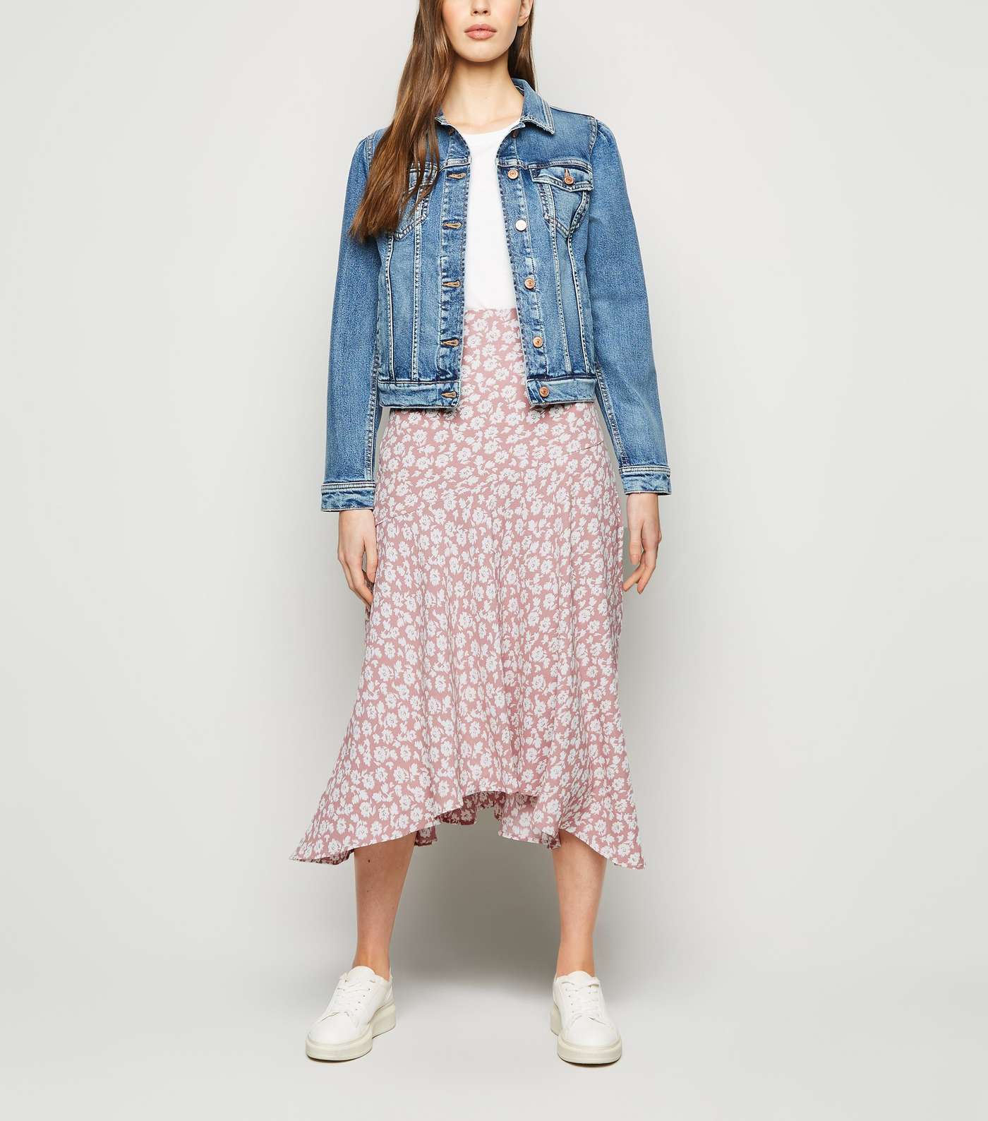 Blue Vanilla Pink Floral Midi Skirt