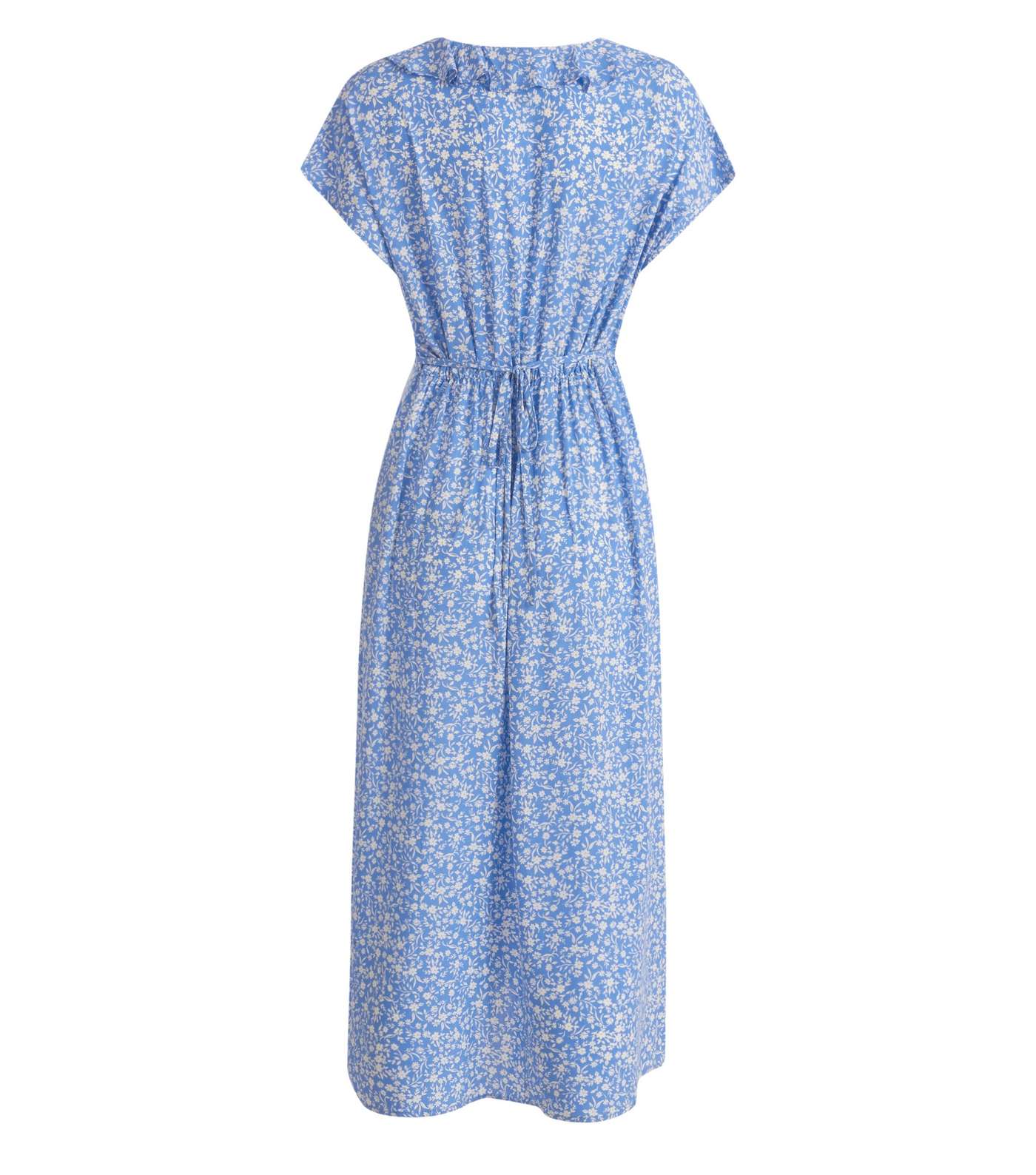 Maternity Blue Floral Ruffle Midi Dress  Image 2