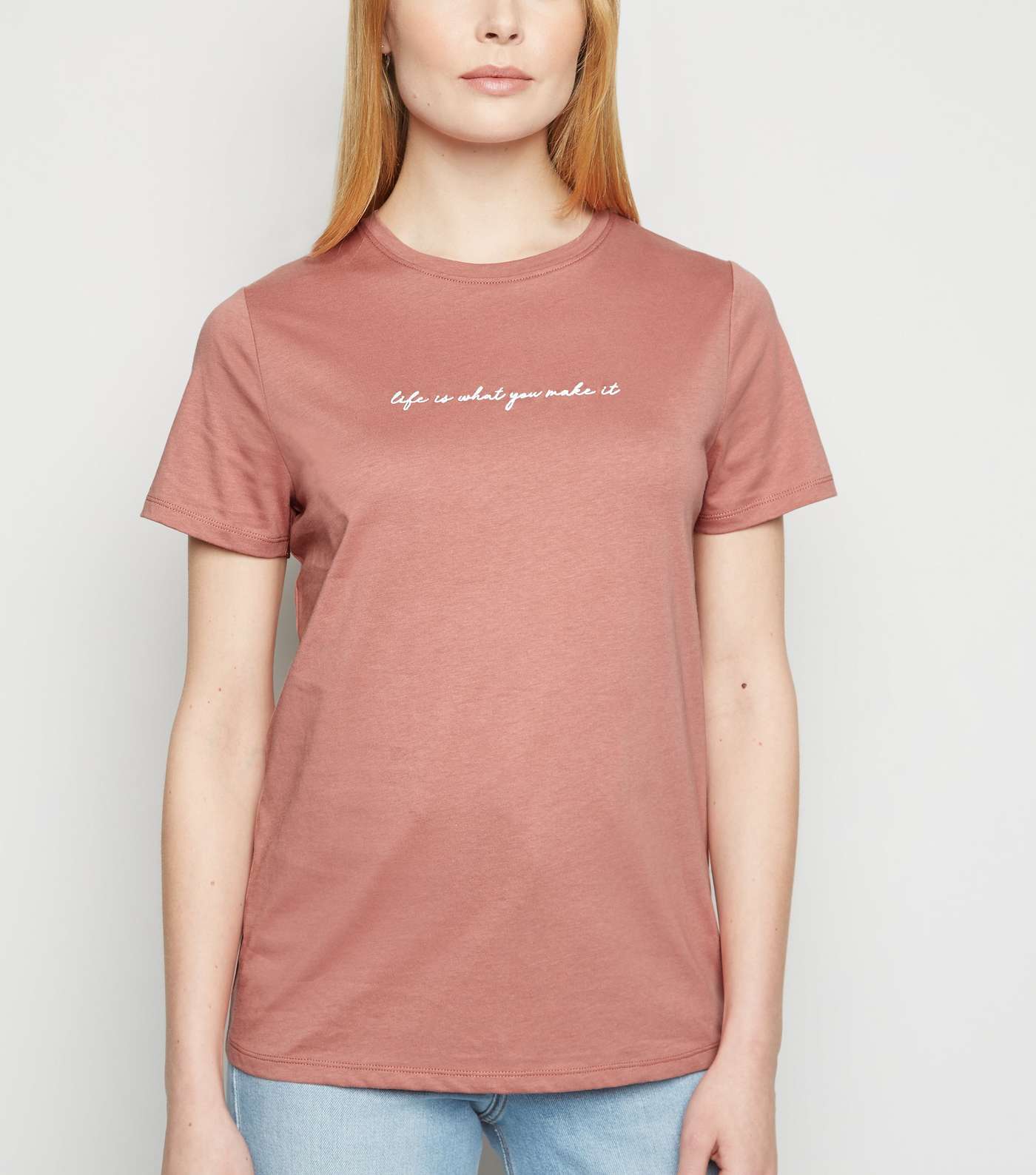 Mid Pink Positive Slogan T-Shirt