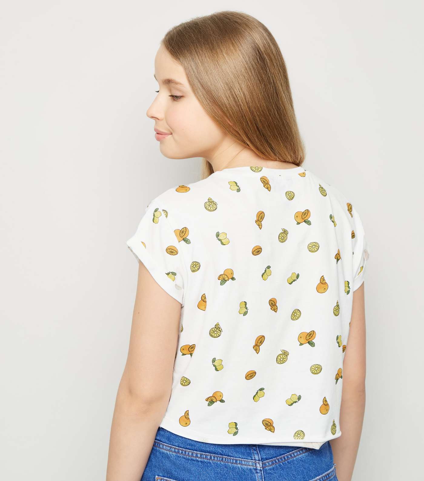 Girls White Fruit Print T-Shirt Image 3