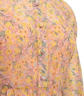 Pink floral tiered smock midi dress Outlet