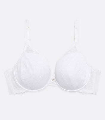 Image of Curves White Lace Lattice Plunge Bra New Look