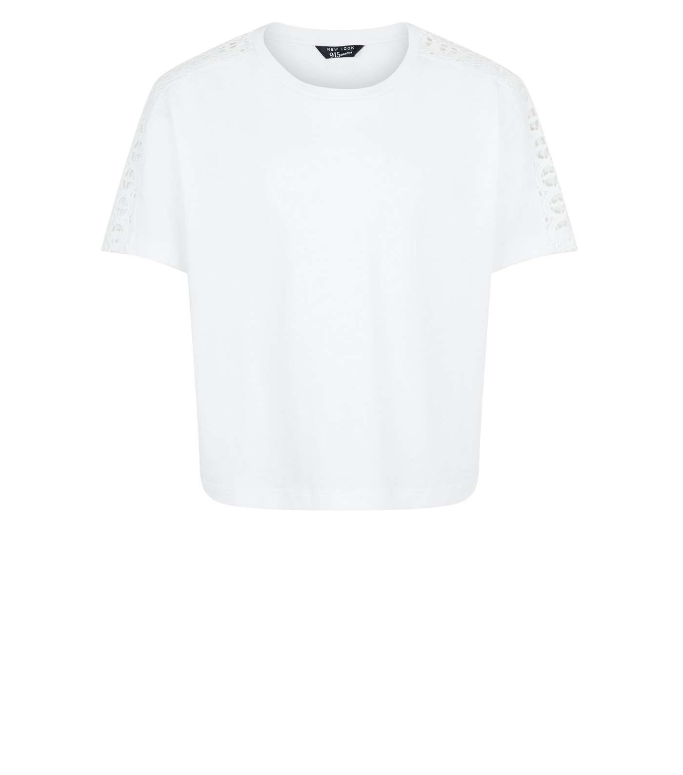 Girls White Crochet Sleeve T-Shirt Image 4