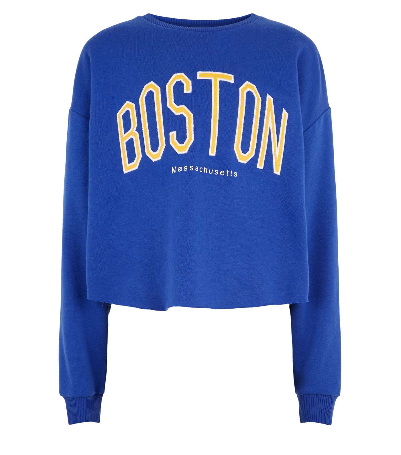 Girls Bright Blue Boston Varsity Logo Sweatshirt Image 4
