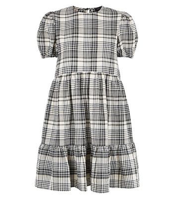 black and white check dress new look