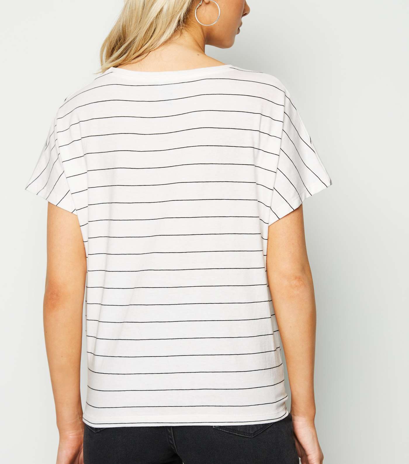 White Stripe Tie Front T-Shirt Image 3