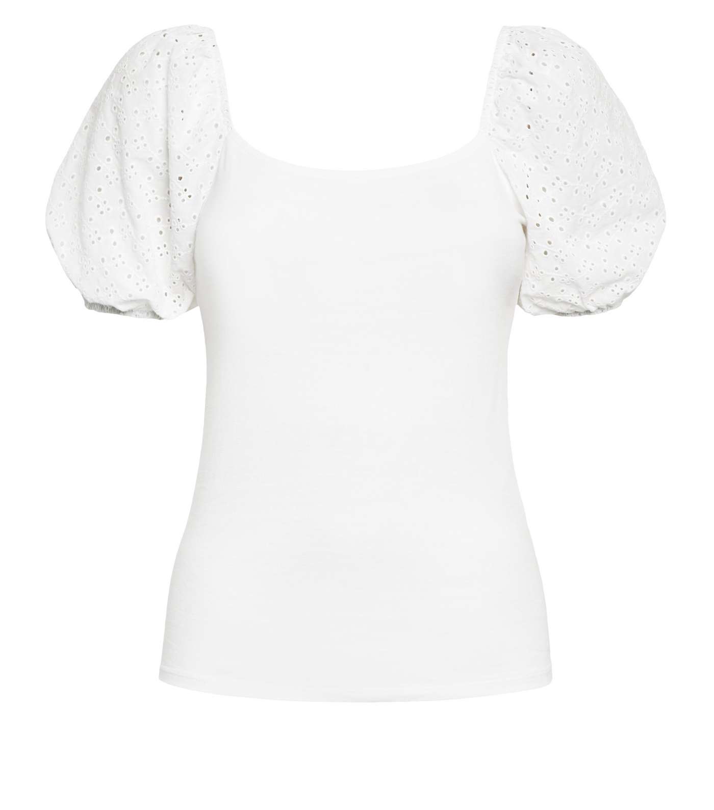 White Broderie Puff Sleeve Top Image 4