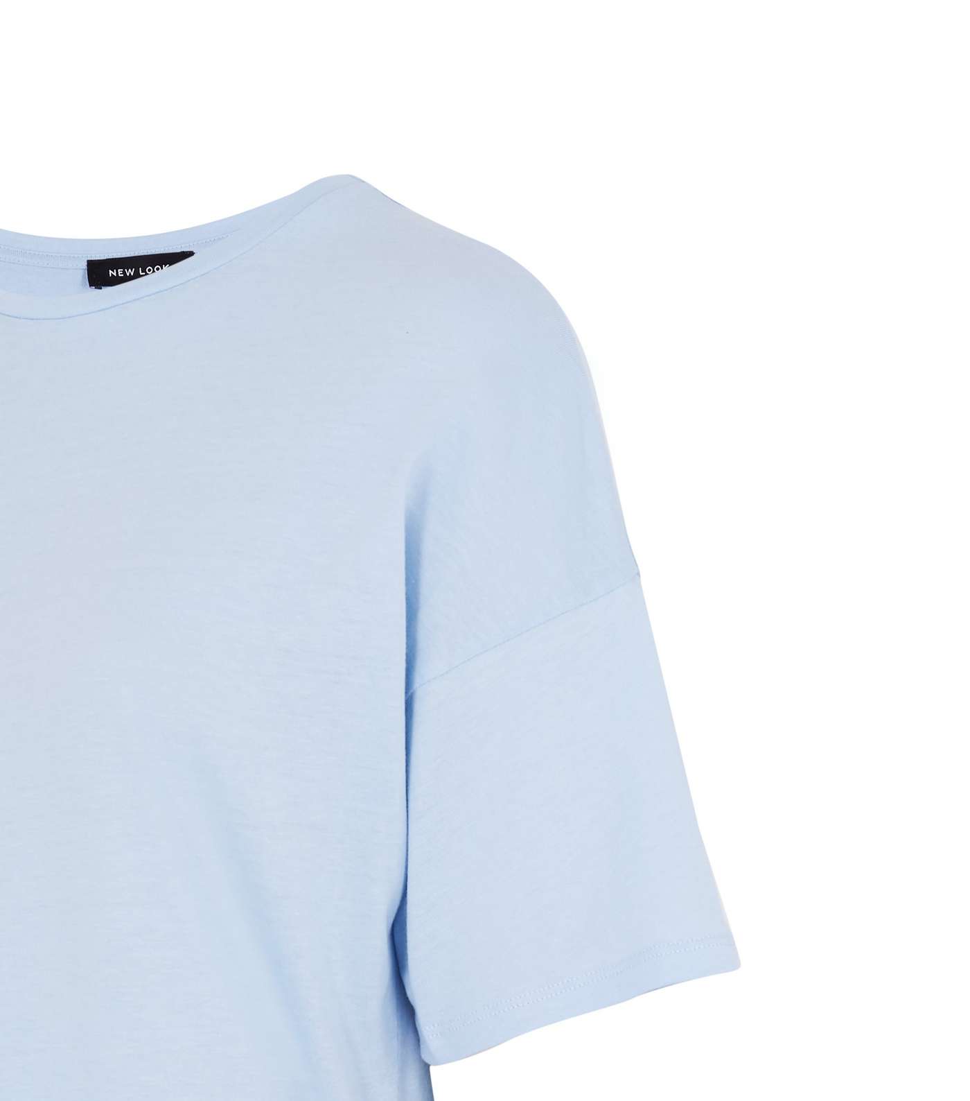 Pale Blue Woven Peplum T-Shirt Image 3