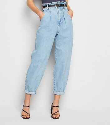 Belted Waist Balloon Leg Jeans 