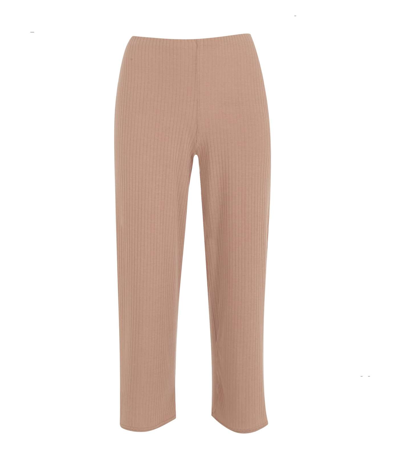 Camel Ribbed Wide Crop Trousers Image 5