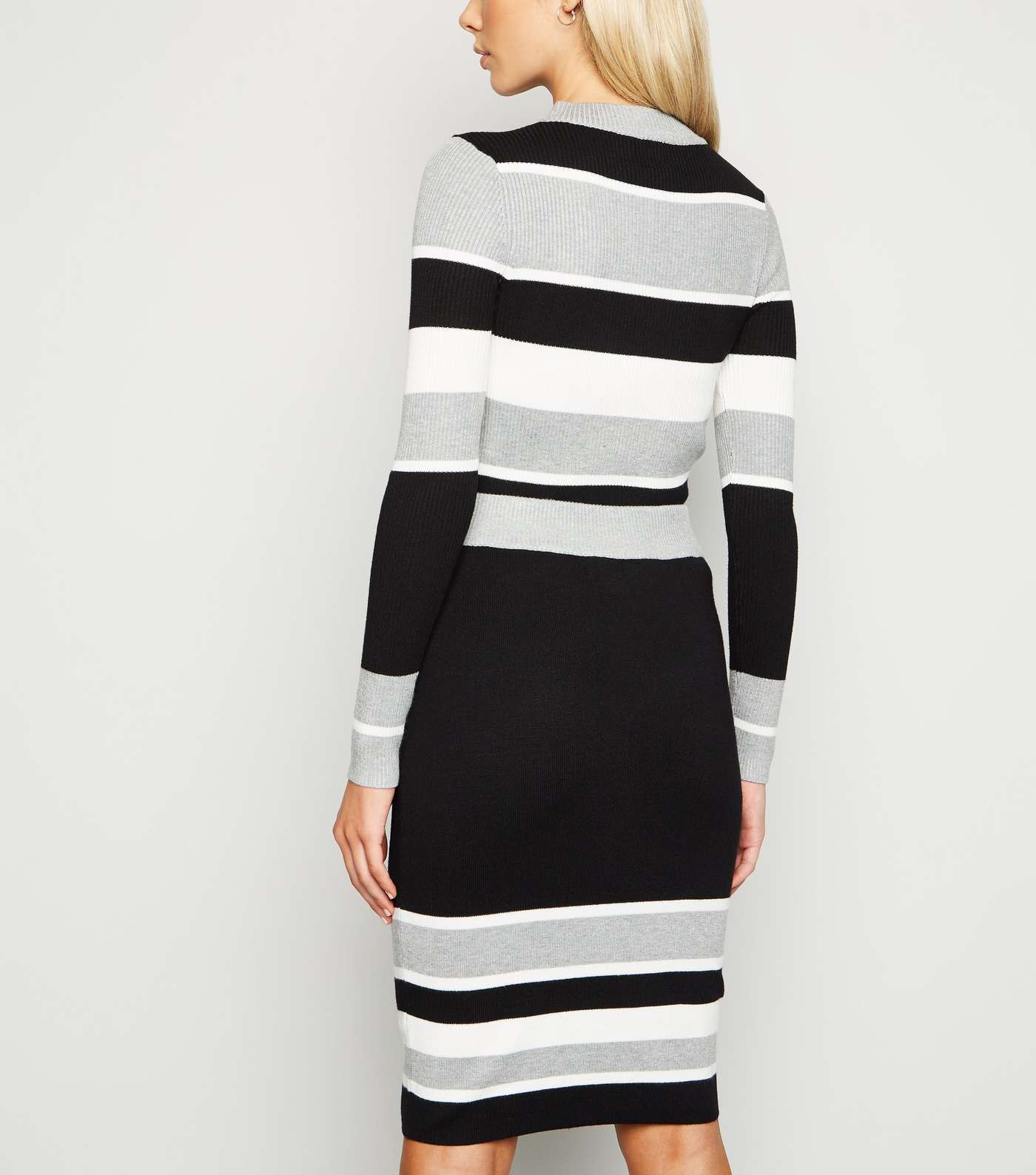 Sunshine Soul Light Grey Colour Block Stripe Skirt Image 3