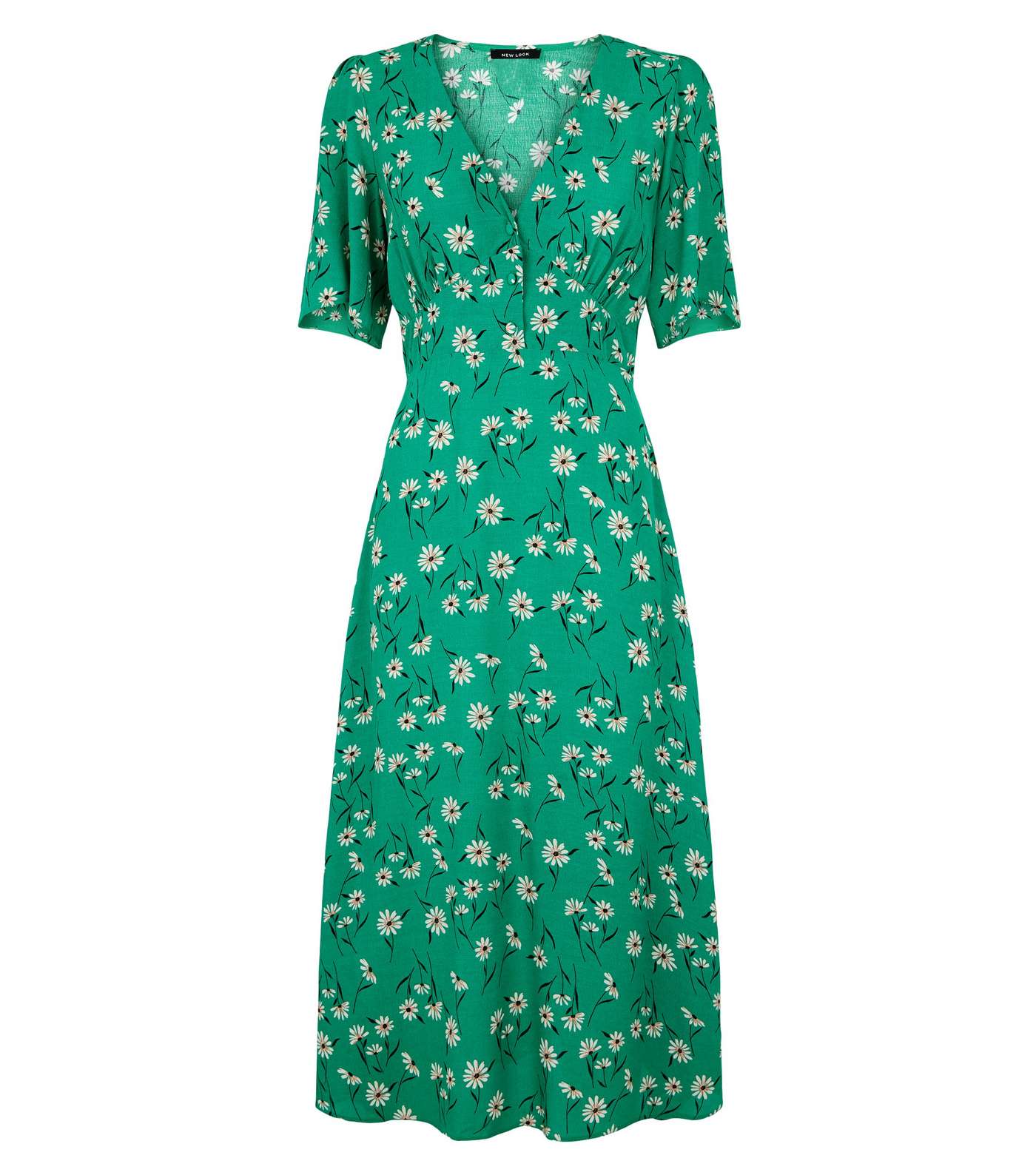 Green Floral Empire Waist Midi Dress  Image 4