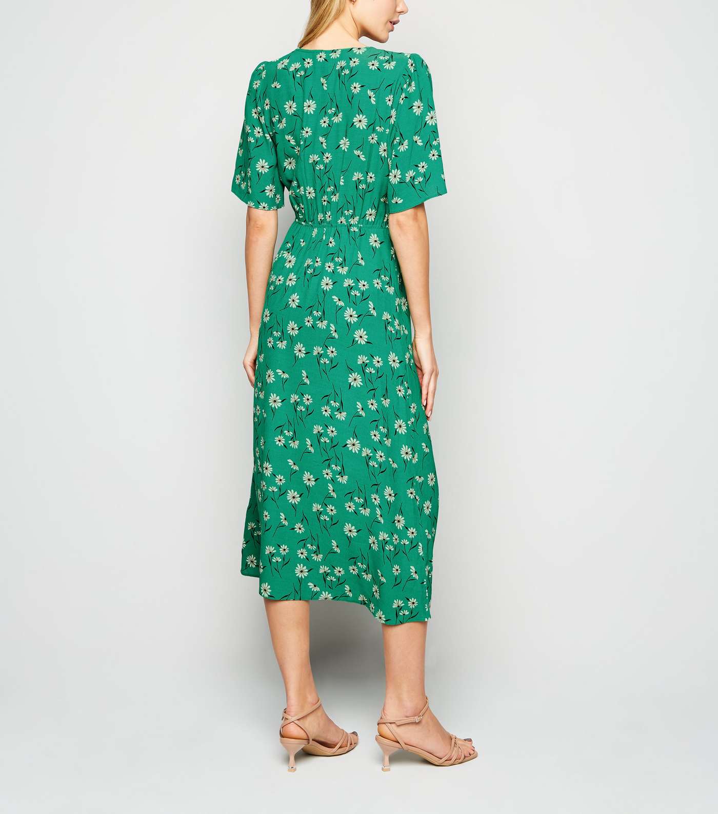 Green Floral Empire Waist Midi Dress  Image 2