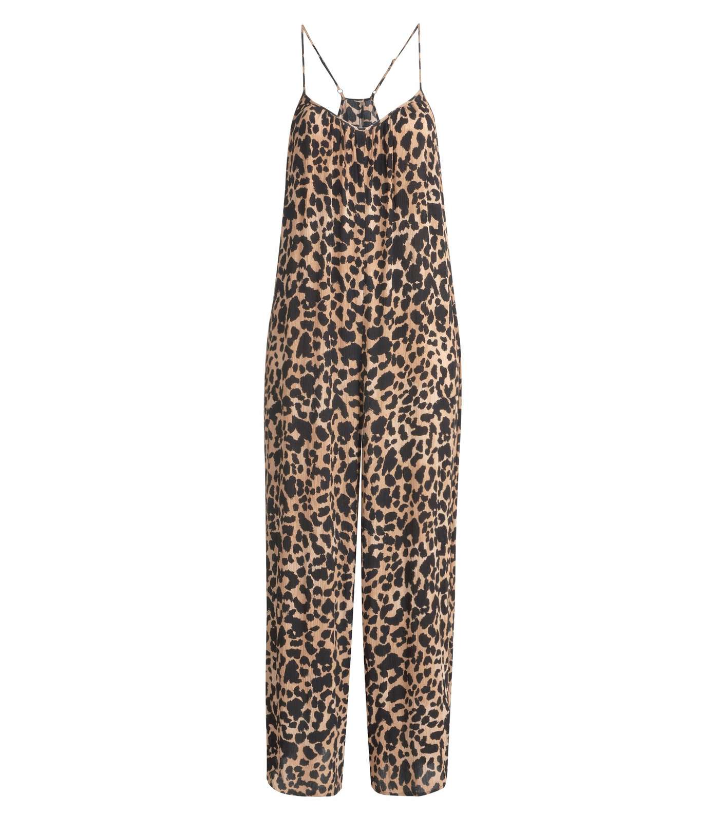 Tall Brown Leopard Print Crop Jumpsuit Image 2