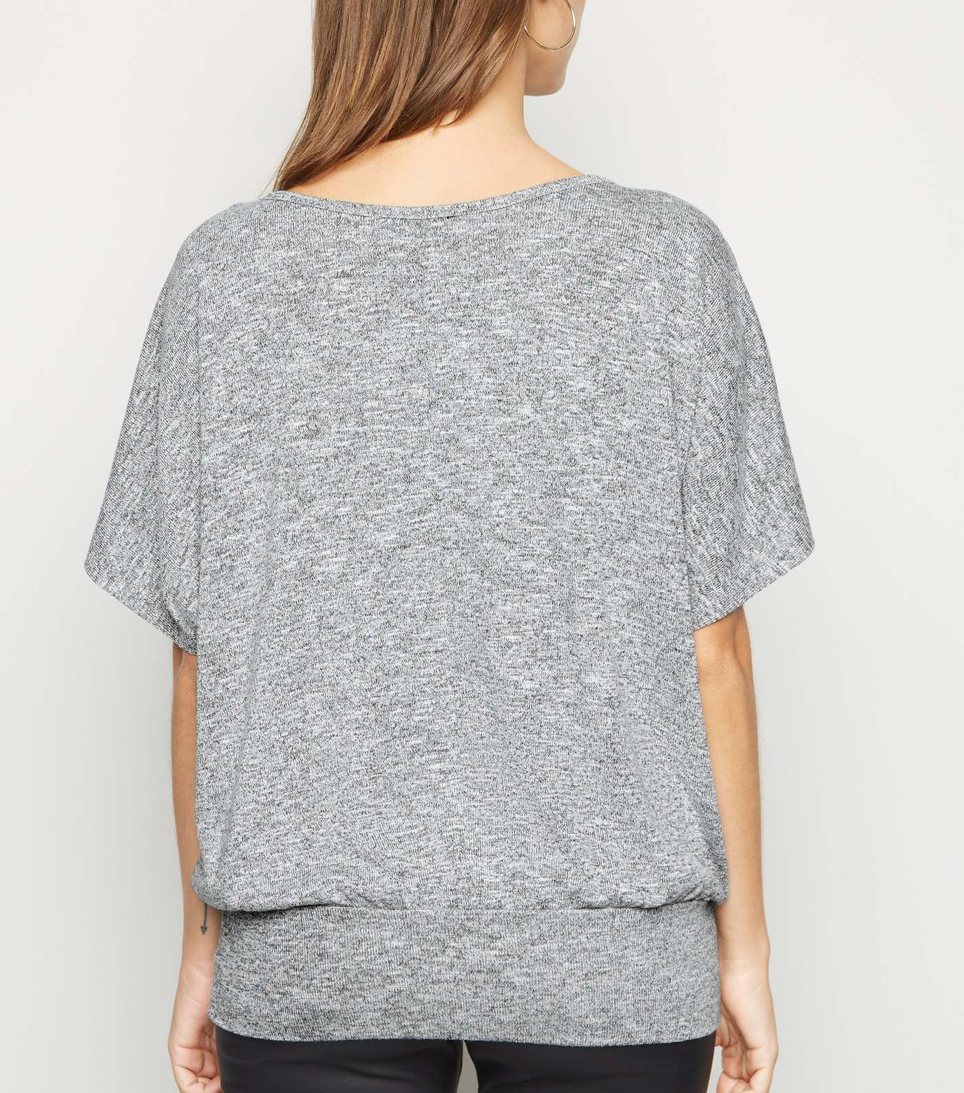 Pale Grey Fine Knit Batwing Top Image 3