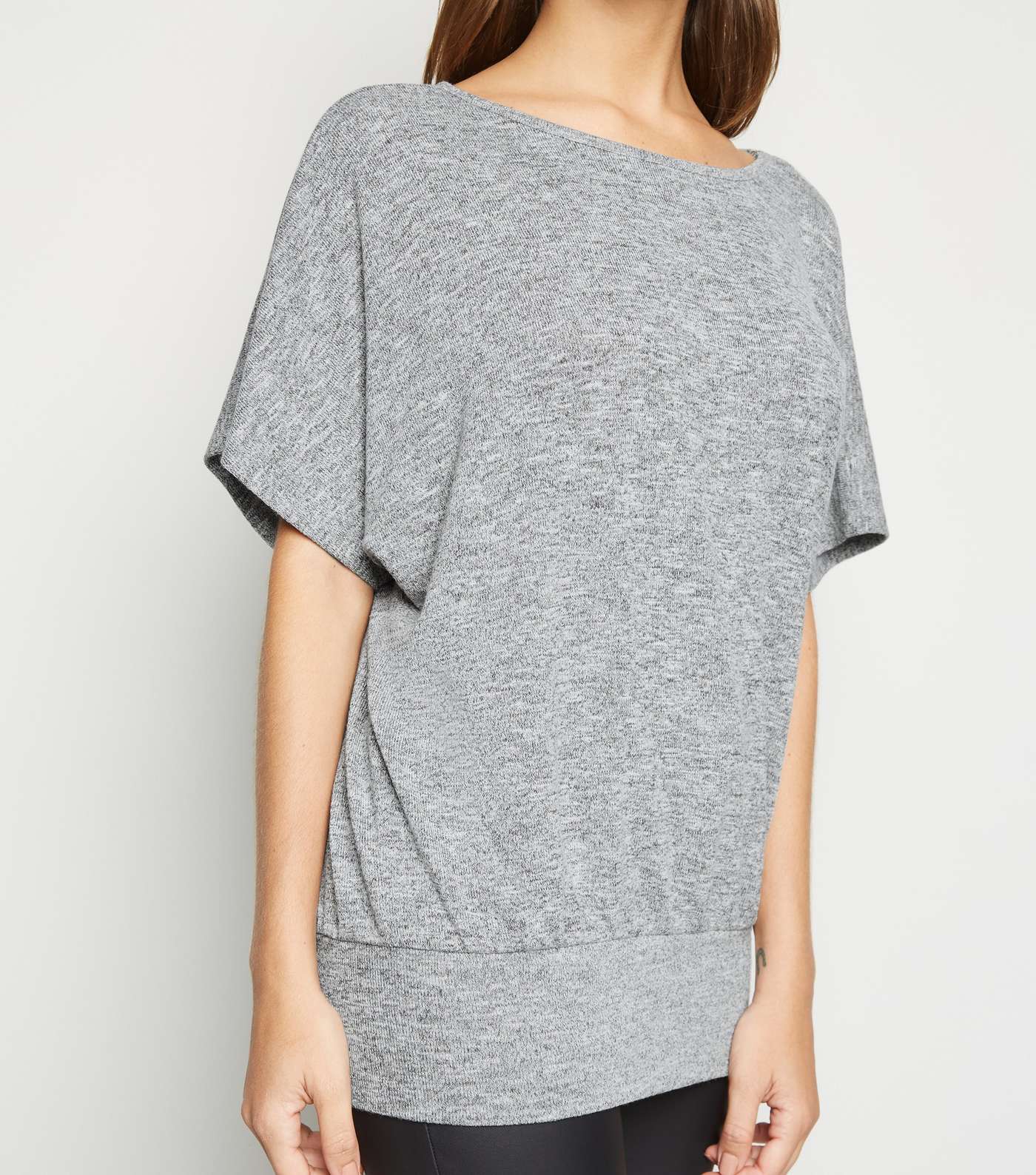 Pale Grey Fine Knit Batwing Top Image 5