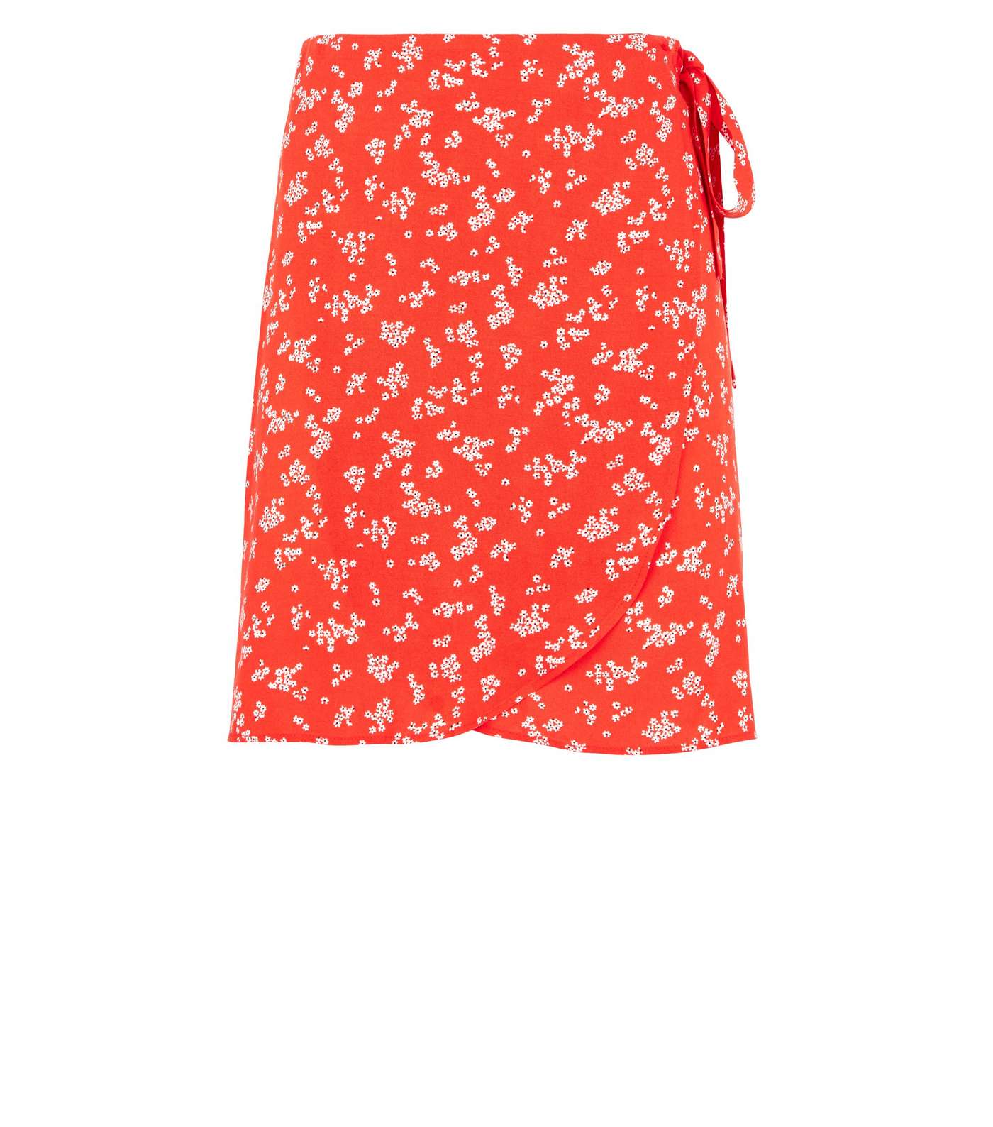 Red Daisy Print Mini Wrap Skirt Image 4