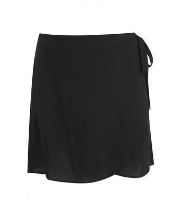 Image of Black Wrap Mini Skirt New Look