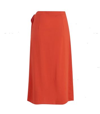 Image of Red Midi Wrap Skirt New Look