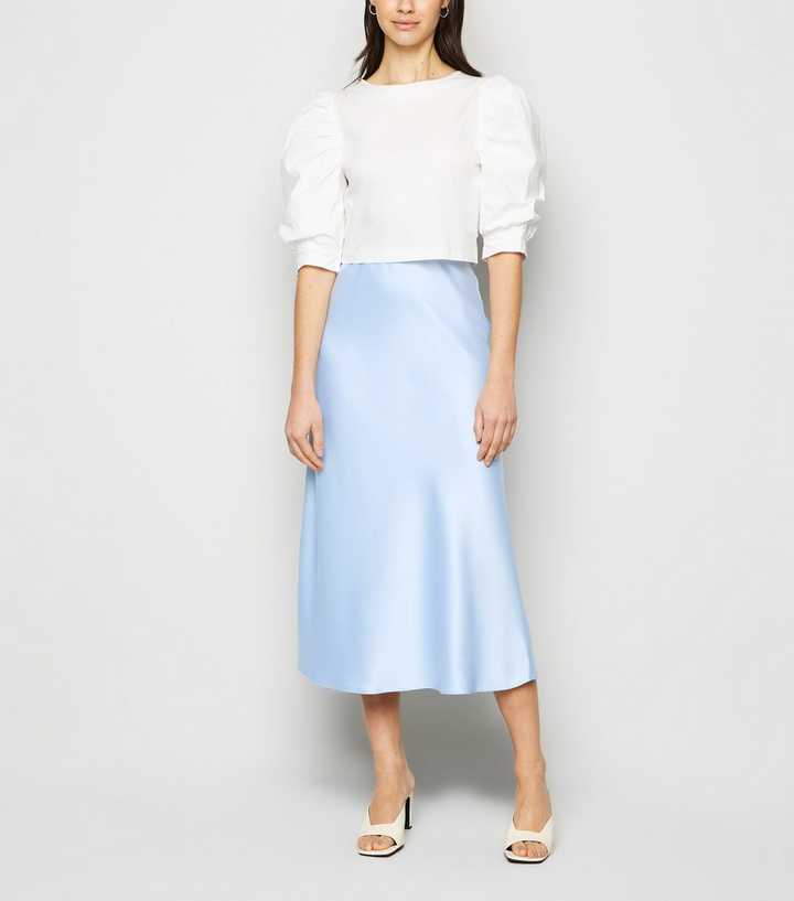 Pale Blue Bias Midi Skirt | New Look