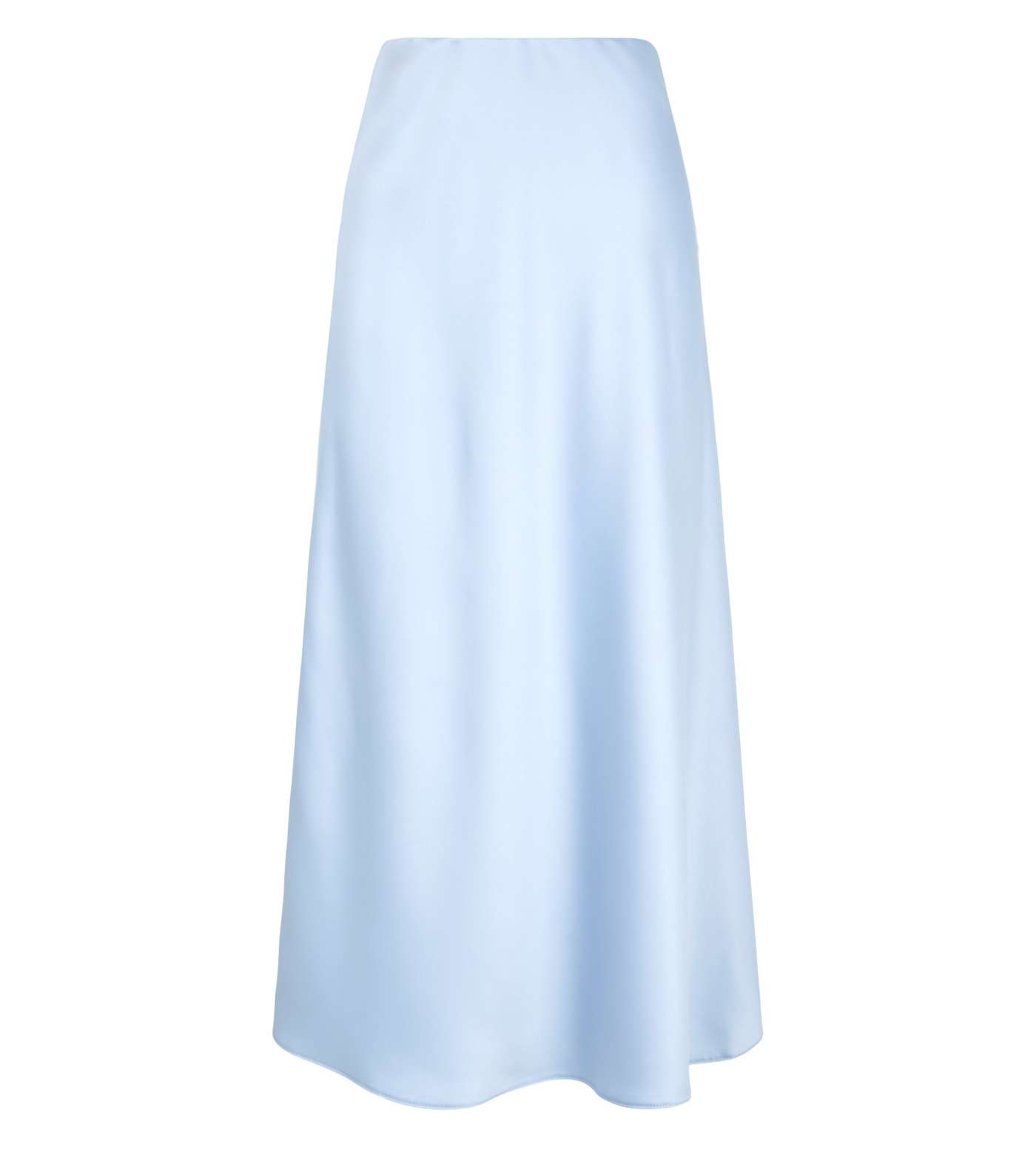 Pale Blue Bias Cut Satin Midi Skirt Image 4