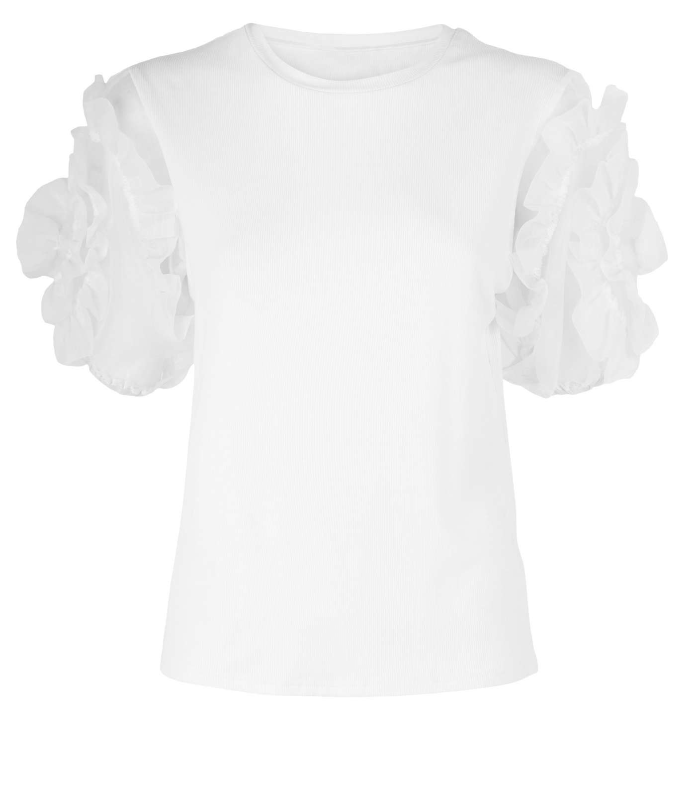 Cameo Rose White Ribbed Mesh Sleeve Top Image 4