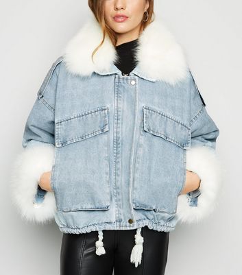 Cameo Rose Blue Faux Fur Trim Denim Jacket | New Look