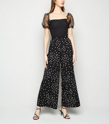 Image of Black Spot Wide Leg Trousers New Look
