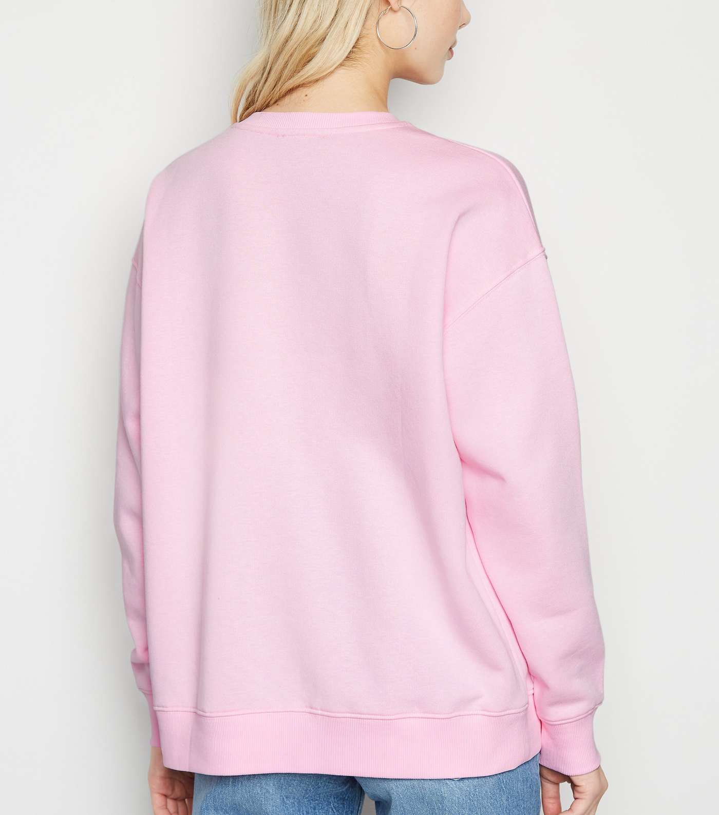 Bright Pink Heart Luxe Slogan Sweatshirt Image 3