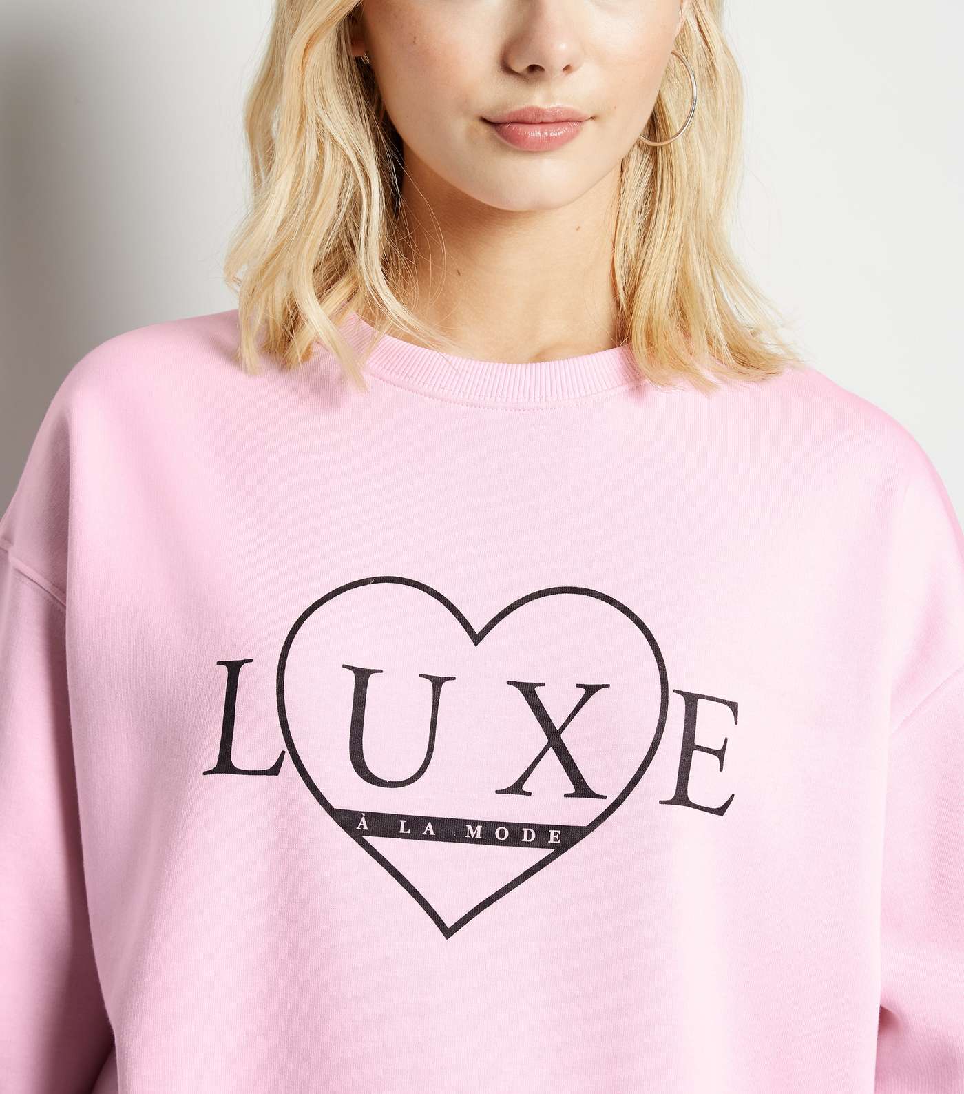 Bright Pink Heart Luxe Slogan Sweatshirt Image 5