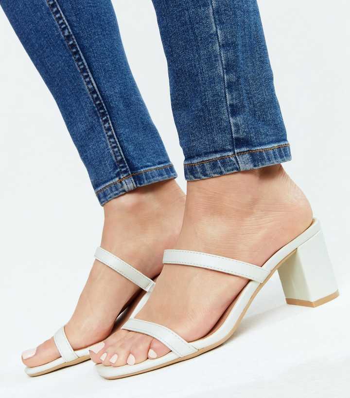 white strap mules