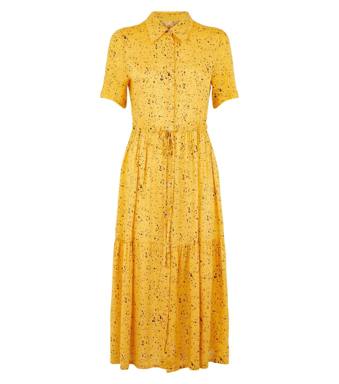 Blue Vanilla Yellow Spot Midi Shirt Dress Image 4