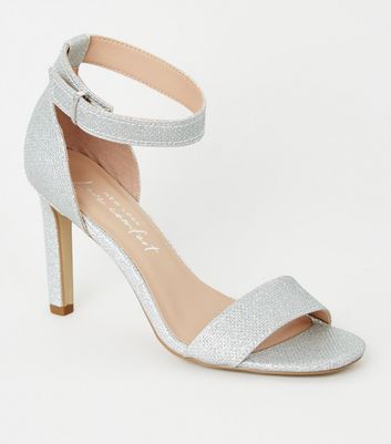 silver glitter high heels