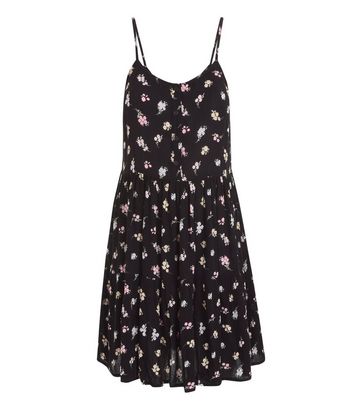 black strappy floral dress