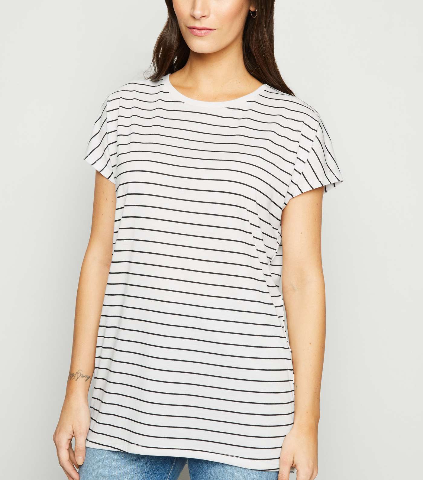 White Stripe Long T-Shirt