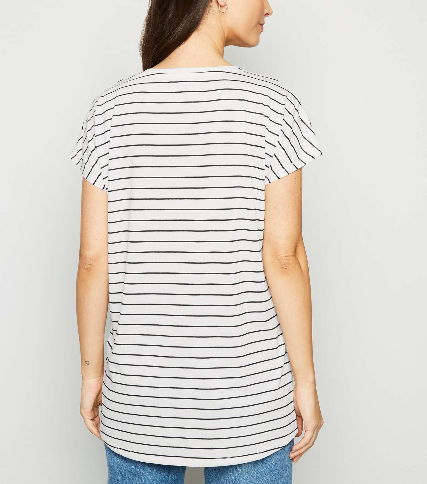 White Stripe Long T-Shirt Image 3