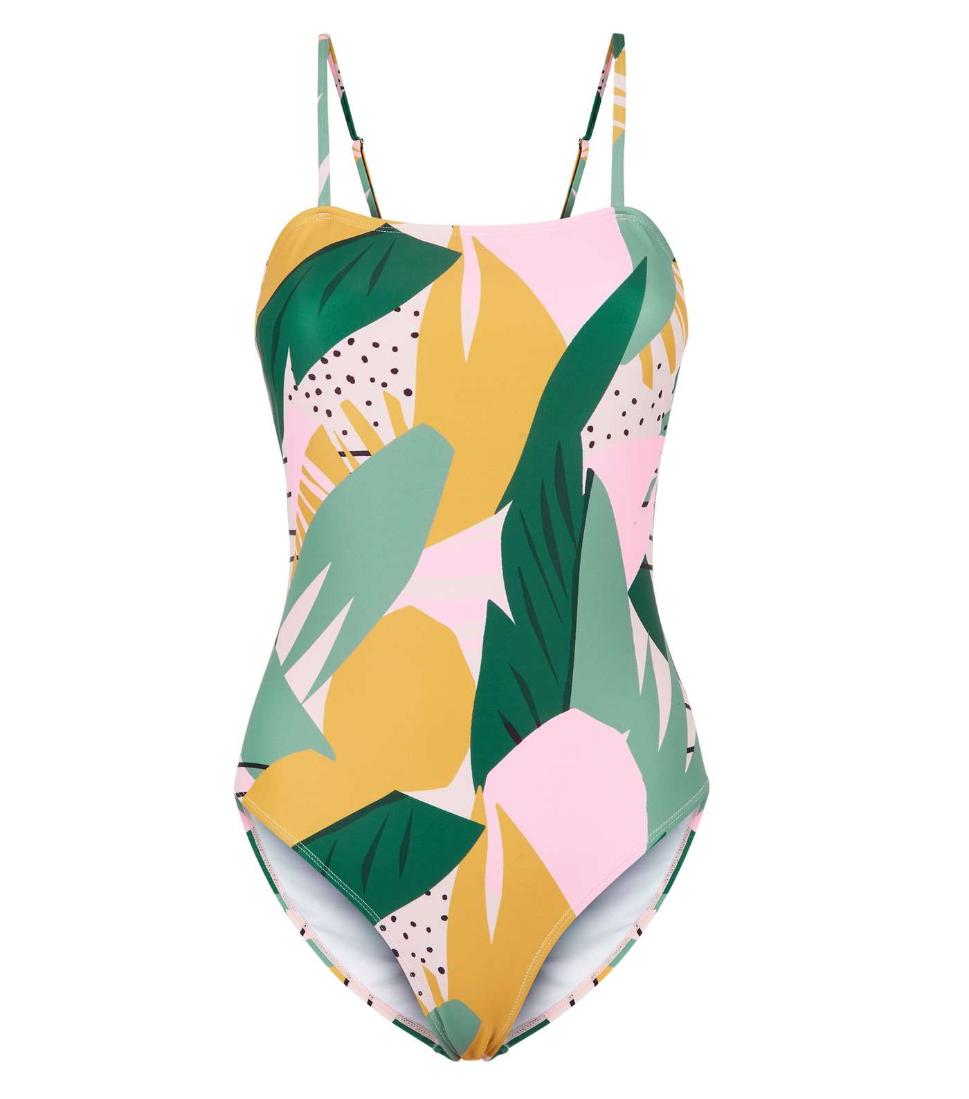 Vero Moda Pink Tropical Leaf Print Swimsuit Image 4