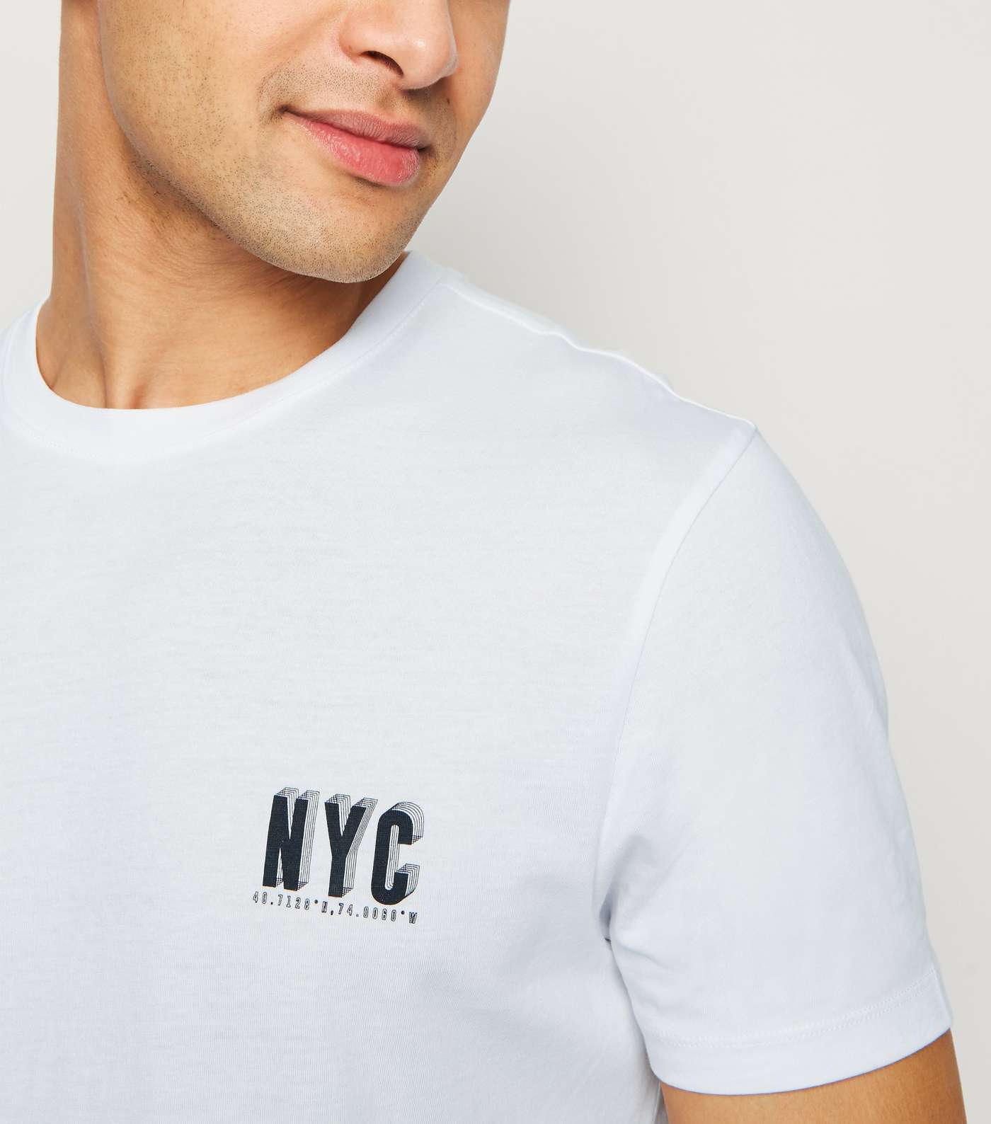 White NYC Slogan T-Shirt Image 5
