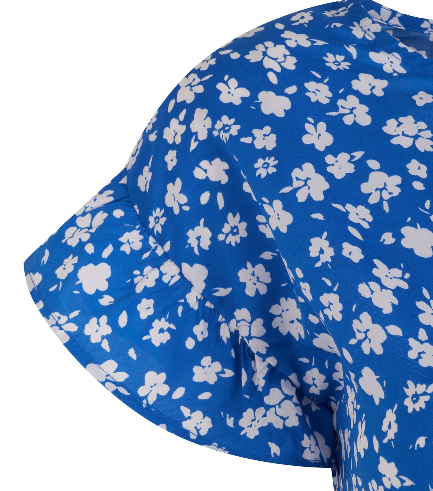 Blue Floral Frill Sleeve Smock Dress  Image 3