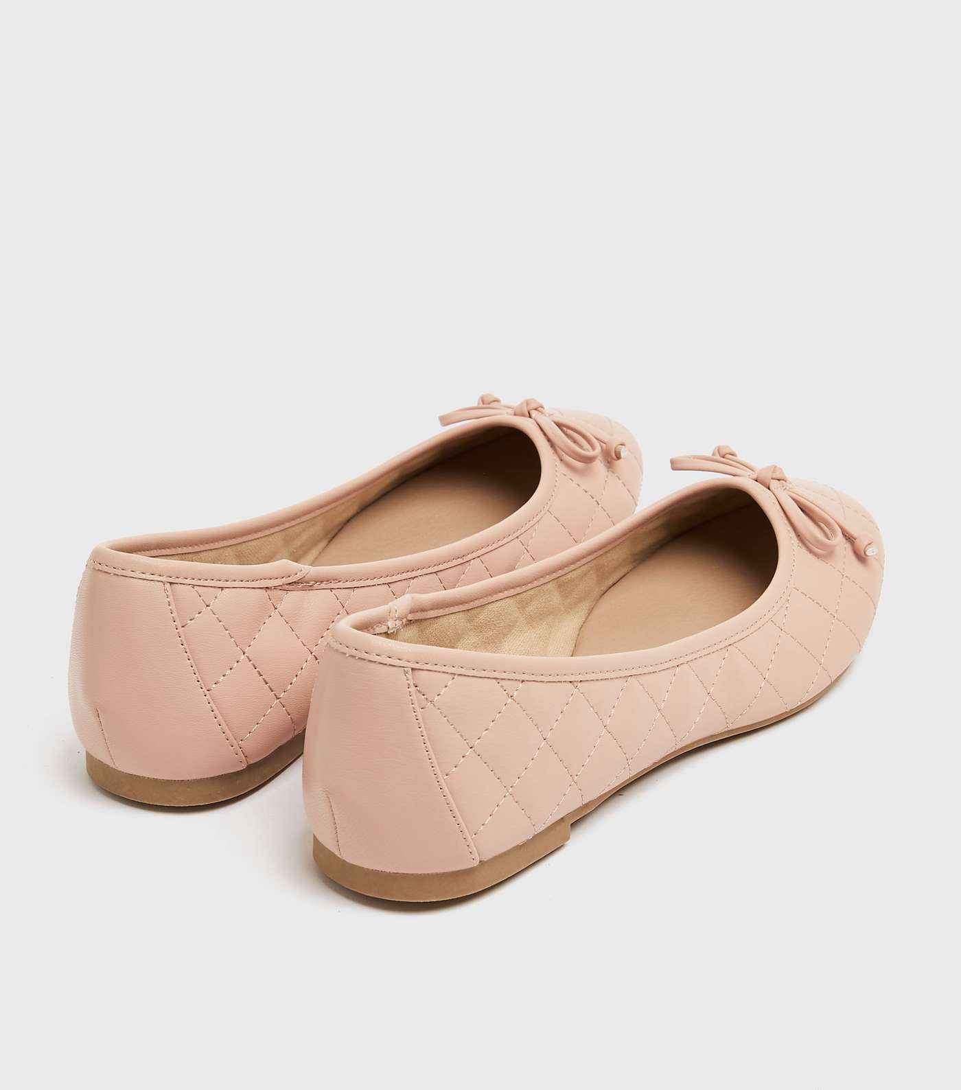 Pink Quilted Leather-Look Ballet Pumps Image 4