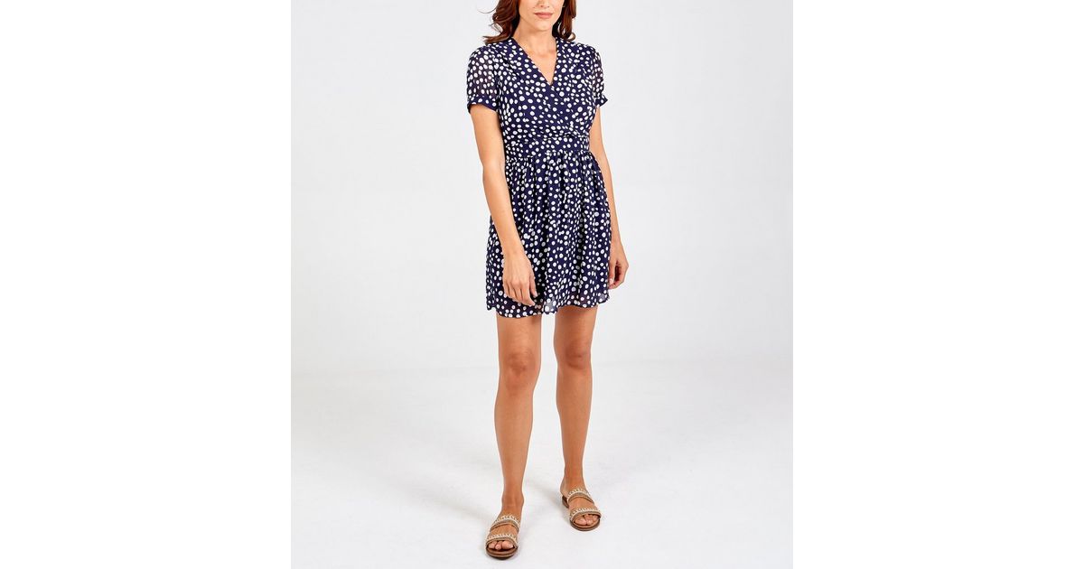 Blue Vanilla Navy Spot Wrap Dress | New Look