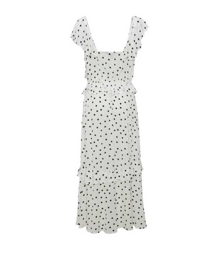 White Spot Frill Button Front Midi Dress | New Look