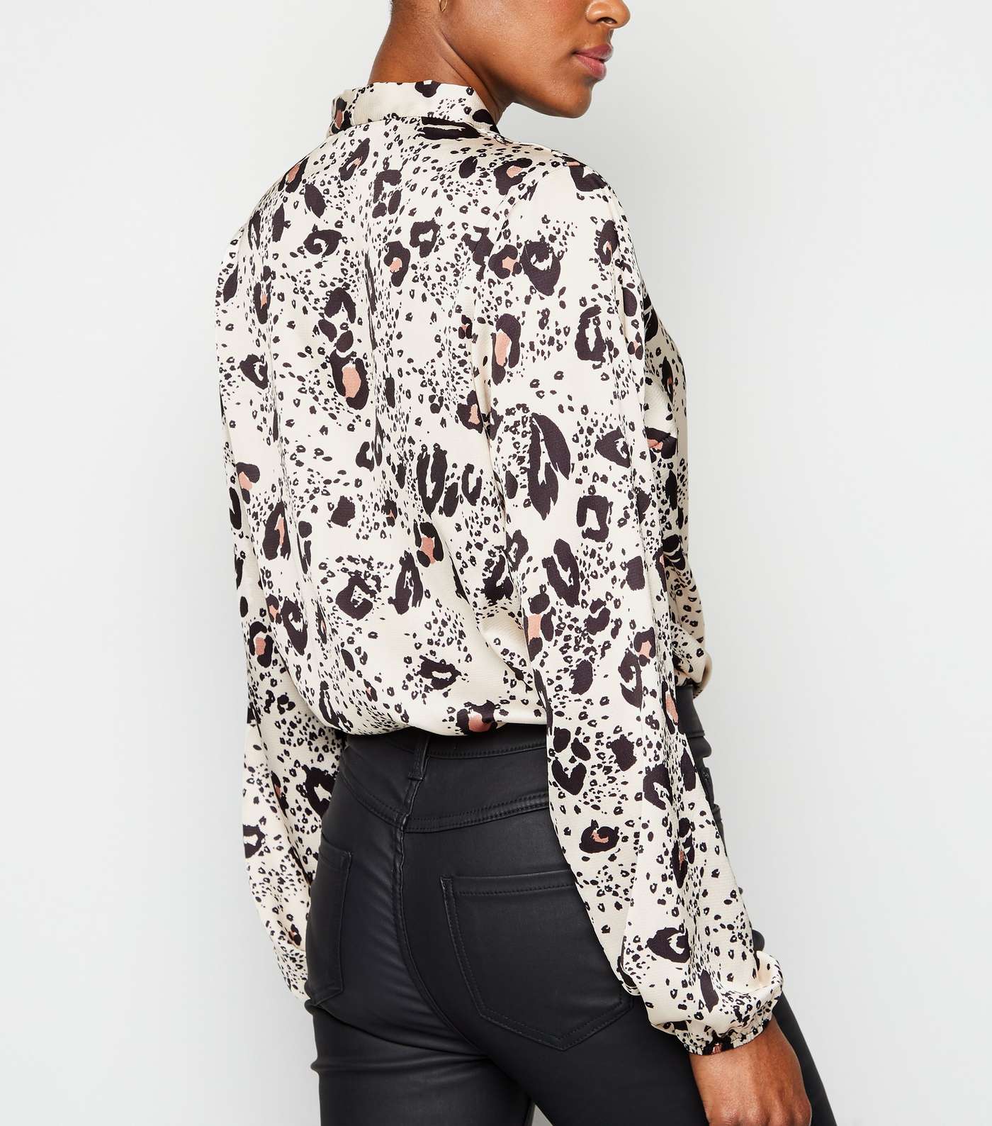 Off White Leopard Print Wrap Bodysuit Image 3