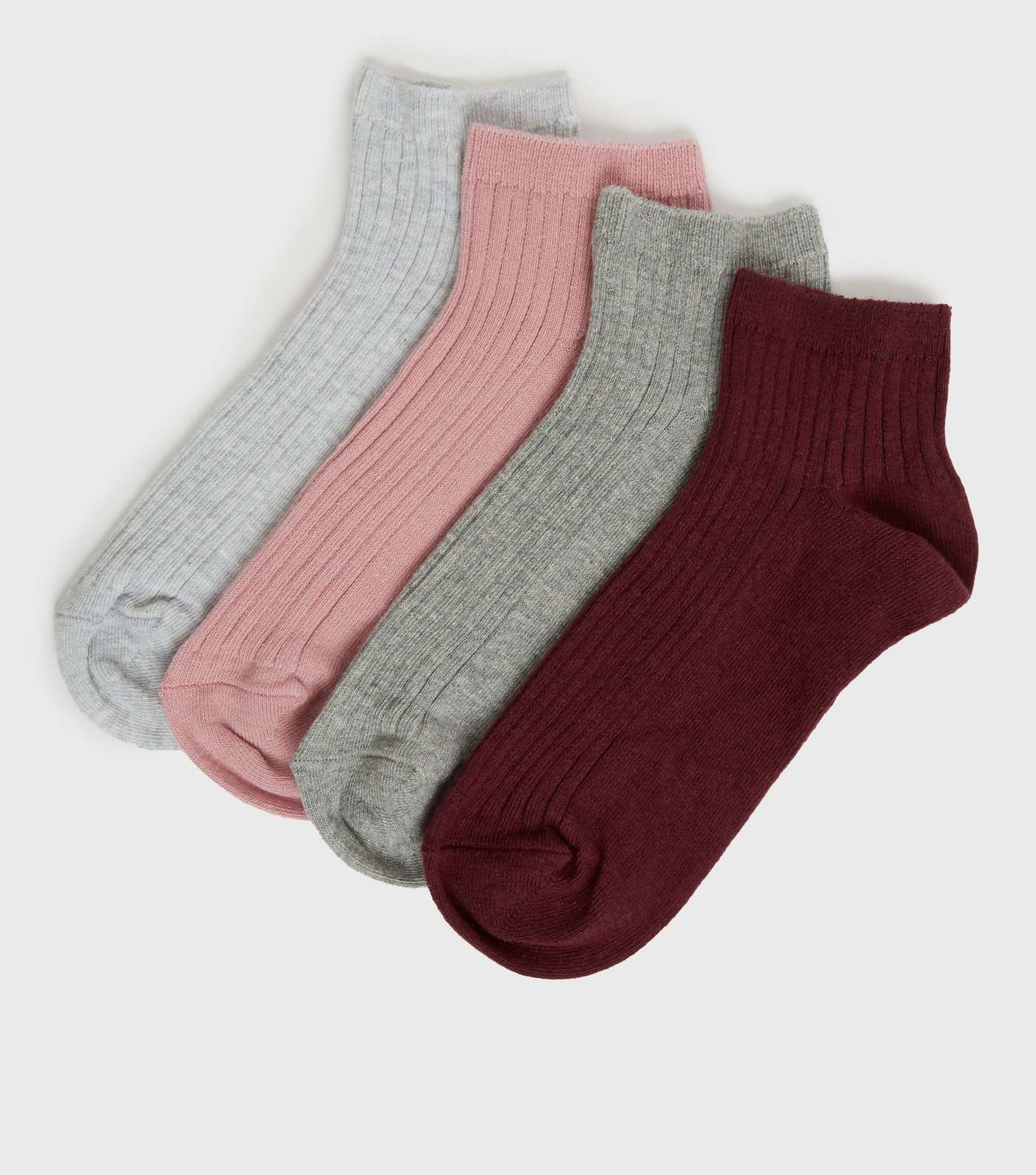 4 Pack Purple and Grey Ribbed Trainer Socks