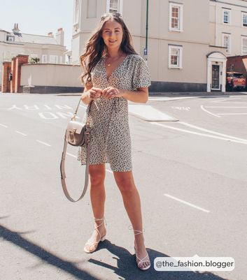 white floral mini dress