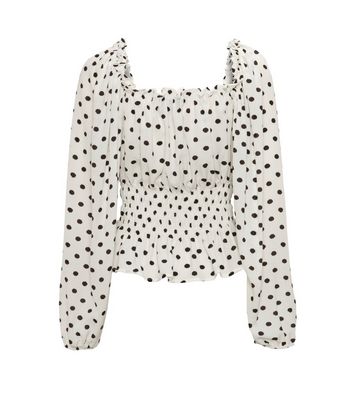 bardot polka dot top