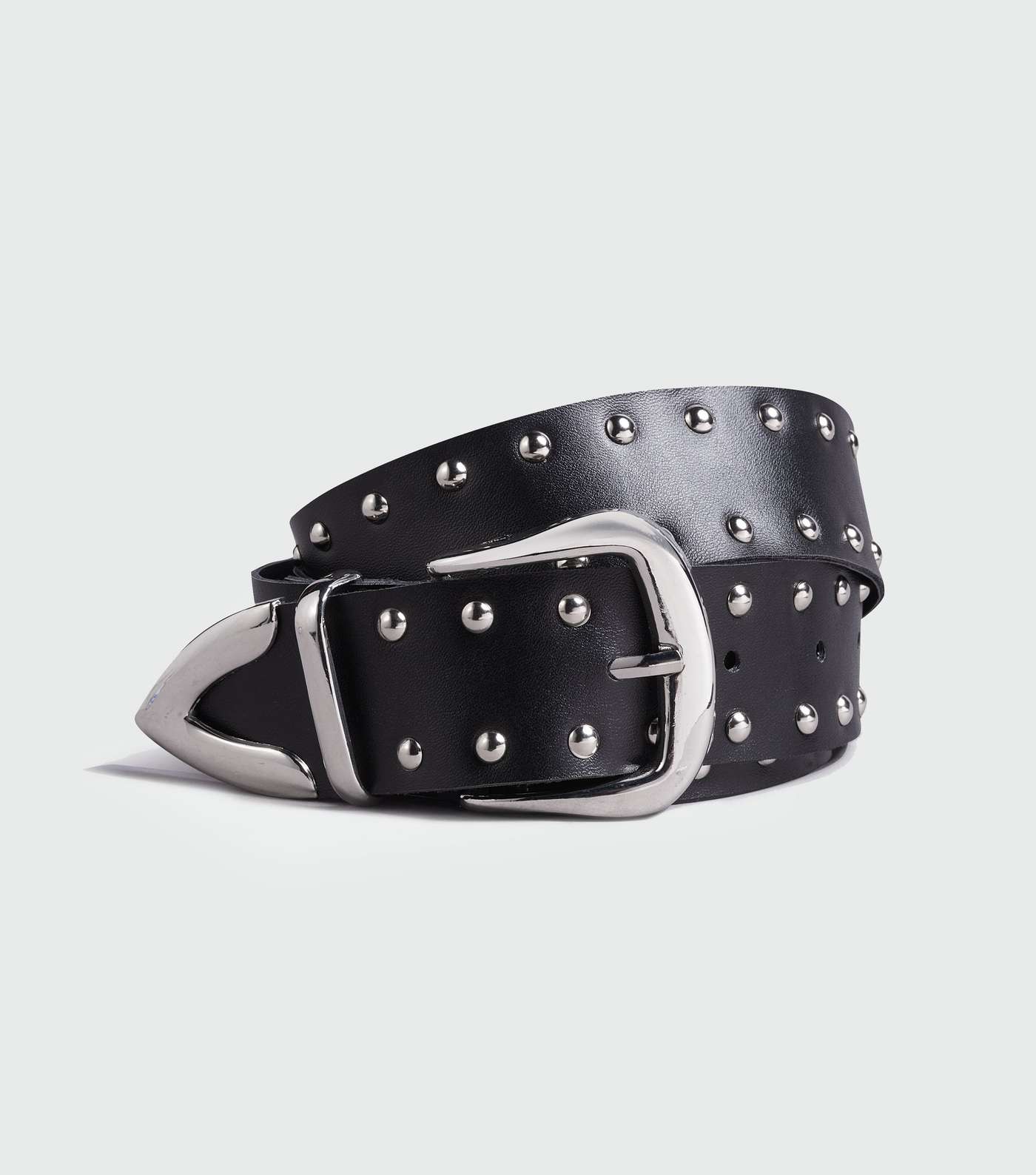Black Leather-Look Stud Belt 
