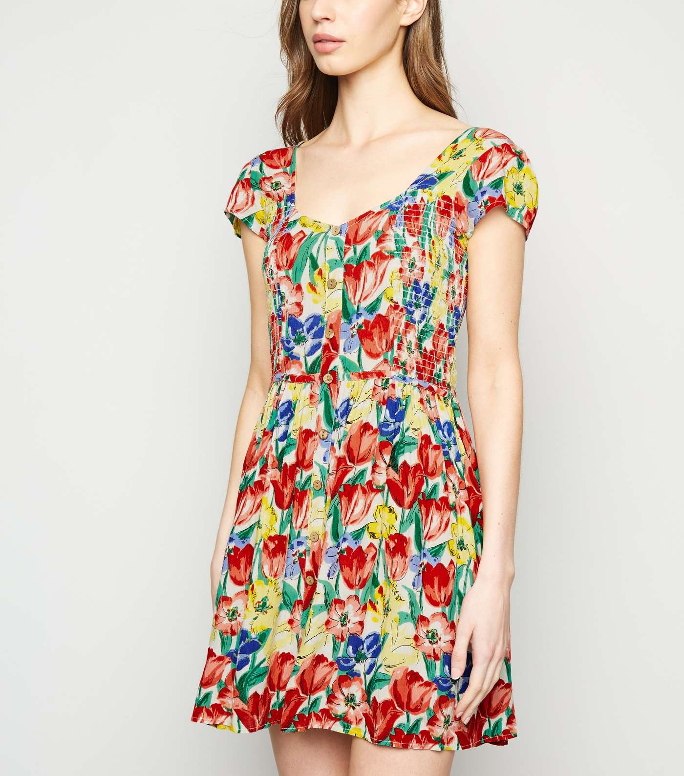 Brave Soul Multicoloured Floral Smock Dress