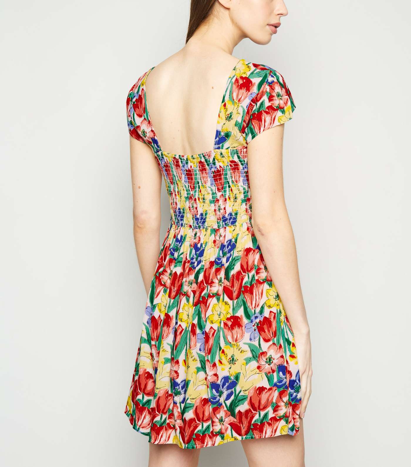 Brave Soul Multicoloured Floral Smock Dress Image 3